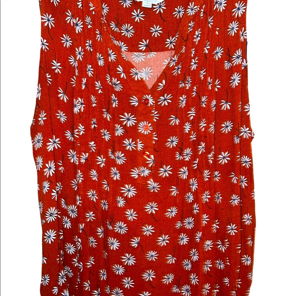 Market & Spruce brownish/burnt orange sleeveless shirt.